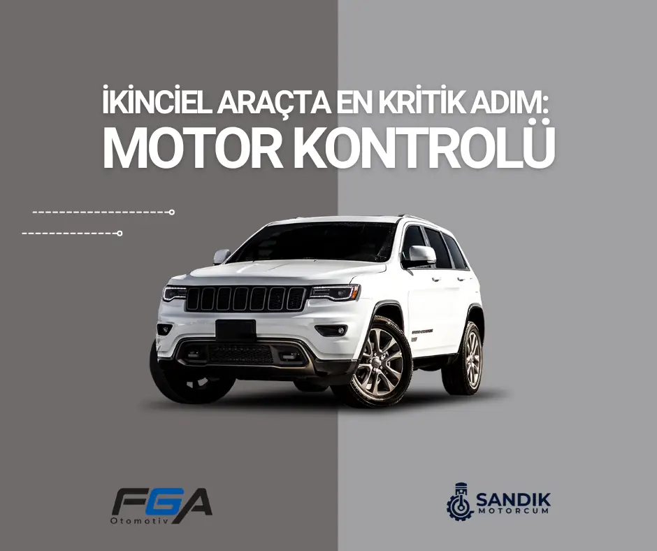 Bilgisayar ekranında SandikMotorcum.com ikinci el motor sağlığı rehberi açık, yanında FGA Oto dokümanları